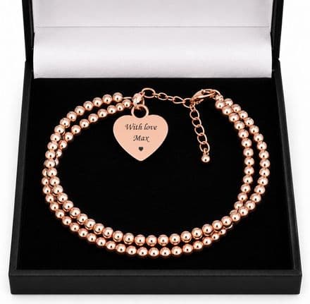 Rose Gold Beads Bracelet with Engraving