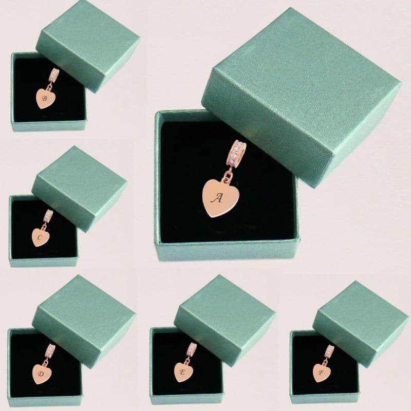 Rose Gold Letter Charm, fits Pandora | Charming Engraving