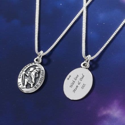 Saint Christopher Engraved Necklace