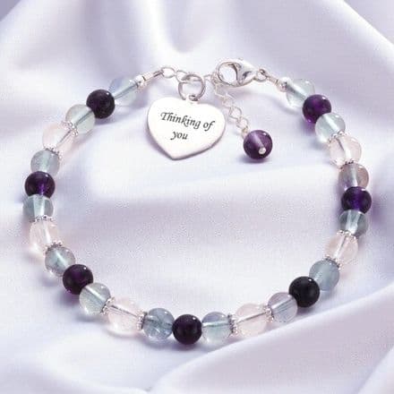 Silver and Fluorite Healing Bracelet with Engraving