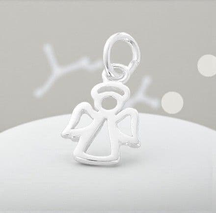 Silver Angel Charm on Lobster Clasp, Split Ring or Bail