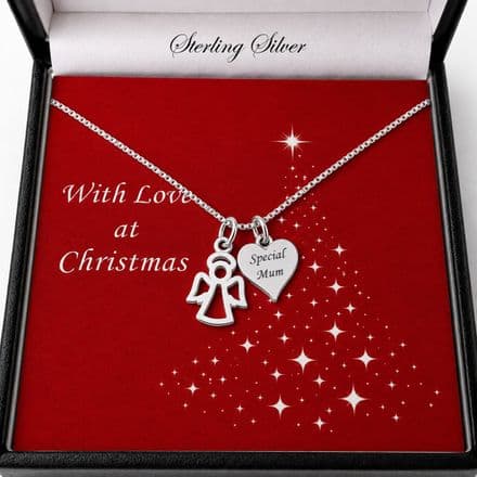 Silver Angel, Christmas Necklace with Engraving