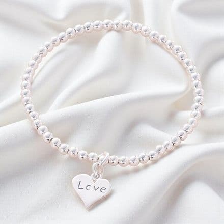 Silver Bead Stacking Bracelet, Choice of Charm