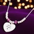 Silver Beads Birthstone Necklace with Engraving | Charming Engraving