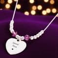Silver Beads Birthstone Necklace with Engraving | Charming Engraving