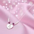 Silver Beads Birthstone Necklace with Engraving | Charming Engraving