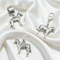 Sterling Silver Horse Pony Charm on Lobster Clasp, Split Ring or Snake Bail | Charming Engraving