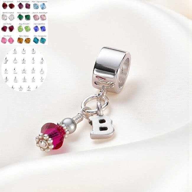 Letter & Birthstone Charm | Charming Engraving