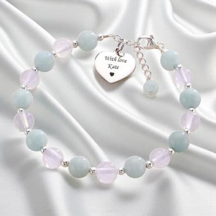 Silver, Moonstone and Amazonite Gemstone Bracelet