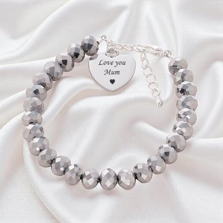 Silver Shade Crystal Bracelet With Engraving