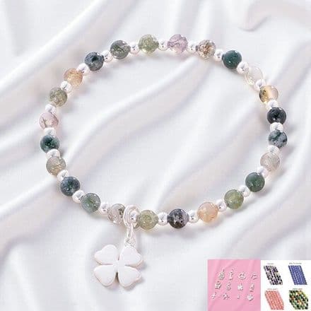 Silver Stacking Bracelet, Choice of Gemstone &  Charm
