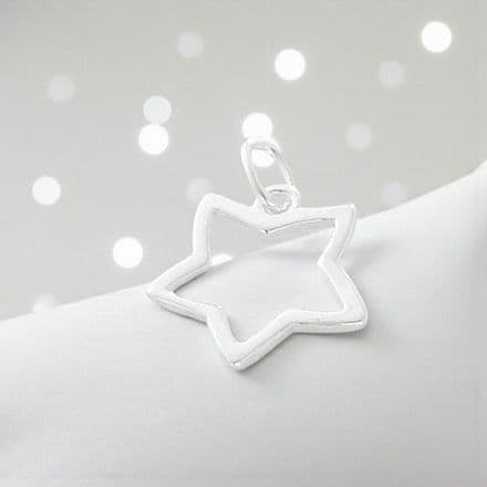 Silver Star Charm on Lobster Clasp, Split Ring or Bail