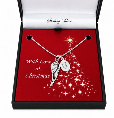 Silver Wing Necklace with Engraving for Christmas