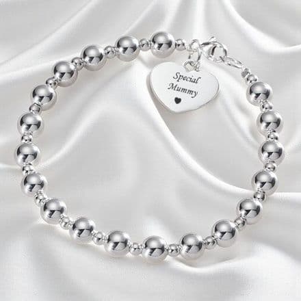 Simply Silver Bracelet with Engraved Heart