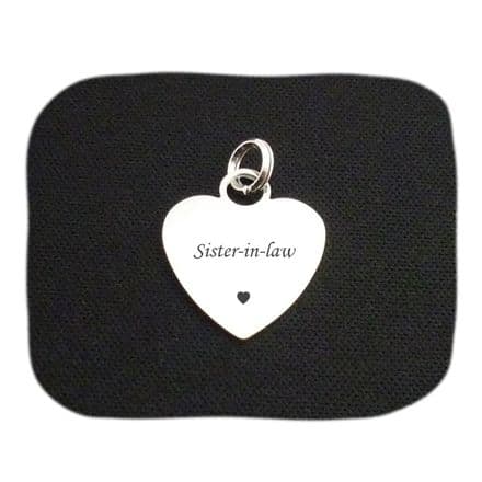 Sister-in-Law Heart Steel Charm on Split Ring