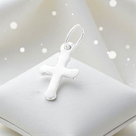 Small Silver Cross Charm on Lobster Clasp, Ring or Bail
