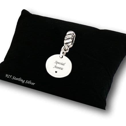 Special Auntie charm Sterling Silver to fit Pandora