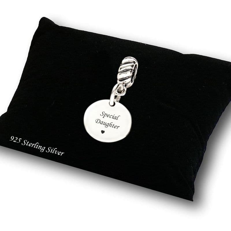 Special Daughter charm Sterling Silver fits Pandora | Charming Engraving