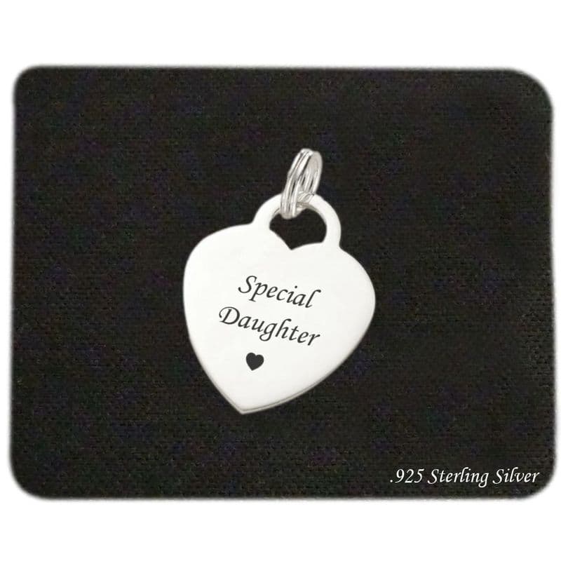 Special Daughter Heart Charm Sterling Silver | Charming Engraving