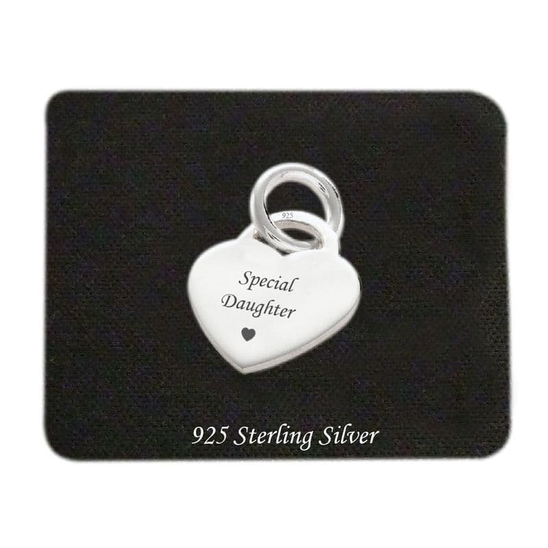 Special Daughter Heart Charm Sterling Silver | Charming Engraving