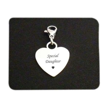Special Daughter Heart Steel Charm on Lobster Clasp