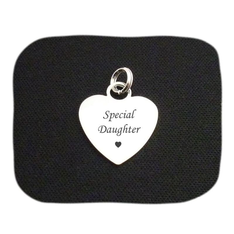 Special Daughter Heart Steel Charm on Split Ring | Charming Engraving