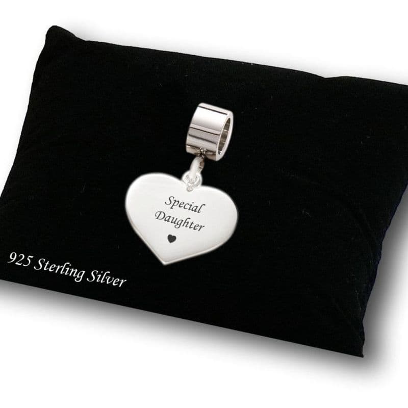 Special Daughter sterling silver heart charm fits Pandora | Charming Engraving