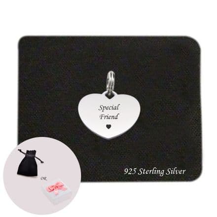 Special Friend Heart Charm Sterling Silver