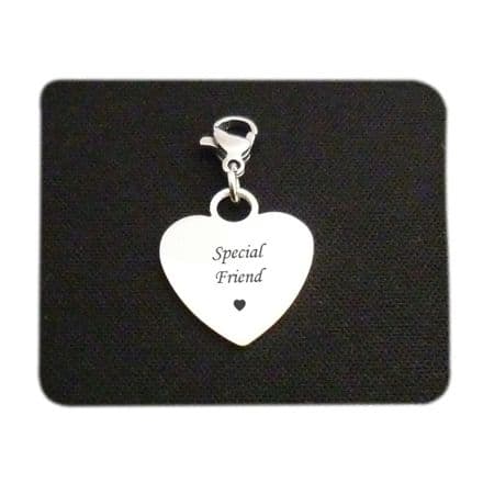 Special Friend Heart Steel Charm on Lobster Clasp