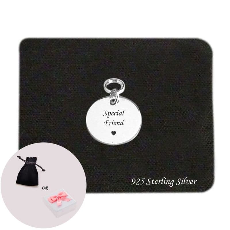 Special Friend Round Charm Sterling Silver | Charming Engraving