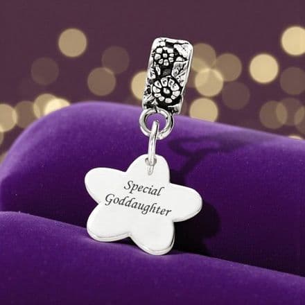 Special Goddaughter Charm Sterling Silver Flower fits Pandora