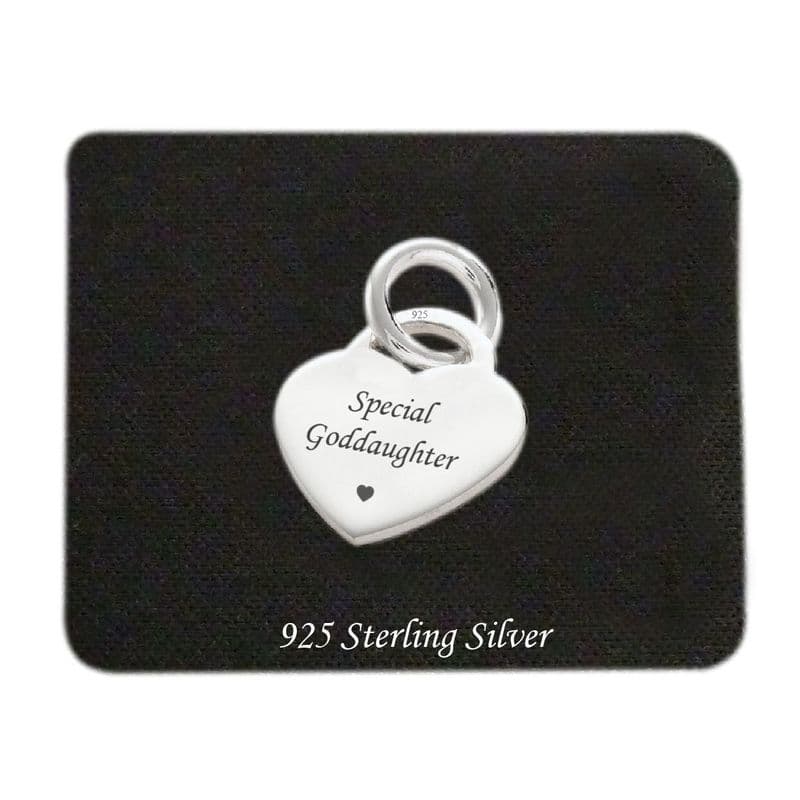 Special Goddaughter Rounded Heart Charm Sterling Silver | Charming Engraving