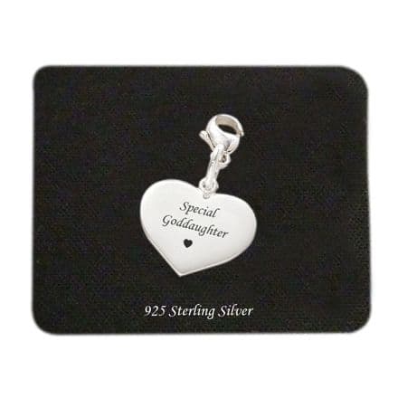 Special Goddaughter Silver Heart Charm on Clasp