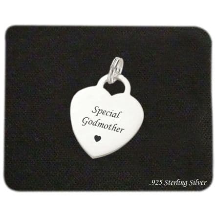 Special Godmother Heart Charm in Sterling Silver