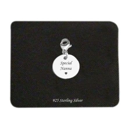 Special Nanna Round Charm in Silver, on Clasp