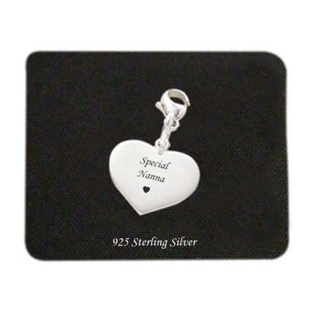 Special Nanna silver heart charm with lobster clasp