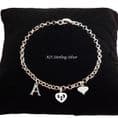 Sterling Silver 16, 18 or 21 Charm Bracelet with Letter and Engraving | Charming Engraving