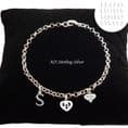 Sterling Silver 16, 18 or 21 Charm Bracelet with Letter and Engraving | Charming Engraving