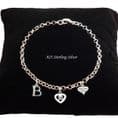Sterling Silver 16, 18 or 21 Charm Bracelet with Letter and Engraving | Charming Engraving