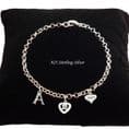 Sterling Silver 16, 18 or 21 Charm Bracelet with Letter and Engraving | Charming Engraving