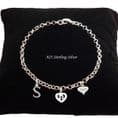 Sterling Silver 16, 18 or 21 Charm Bracelet with Letter and Engraving | Charming Engraving