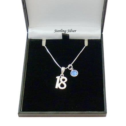 Sterling Silver 18th Birthday Necklace with Birthstone Channel