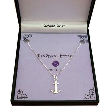 Sterling Silver Anchor Necklace on Ball Chain