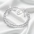 Sterling Silver Beads Bracelet with Engraved Heart Charm | Charming Engraving