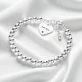 Sterling Silver Beads Bracelet with Engraved Heart Charm | Charming Engraving