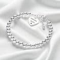 Sterling Silver Beads Bracelet with Engraved Heart Charm | Charming Engraving