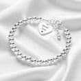 Sterling Silver Beads Bracelet with Engraved Heart Charm | Charming Engraving