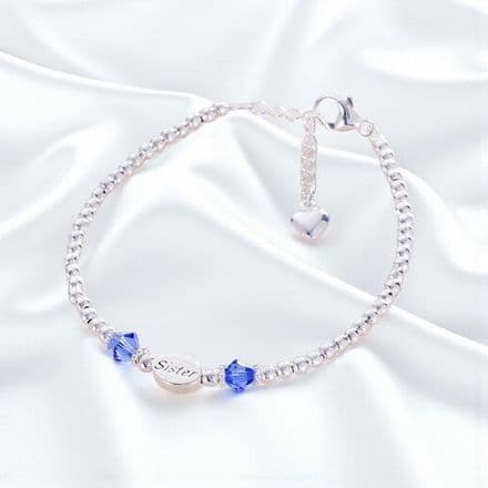 Sterling Silver Birthstone Bracelet for Sister