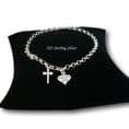 Sterling Silver Bracelet with Engraved Tag & Cross, Gift for First Communion | Charming Engraving