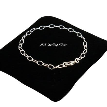 Sterling Silver Cable Chain, Charm Bracelet for Girls and Women